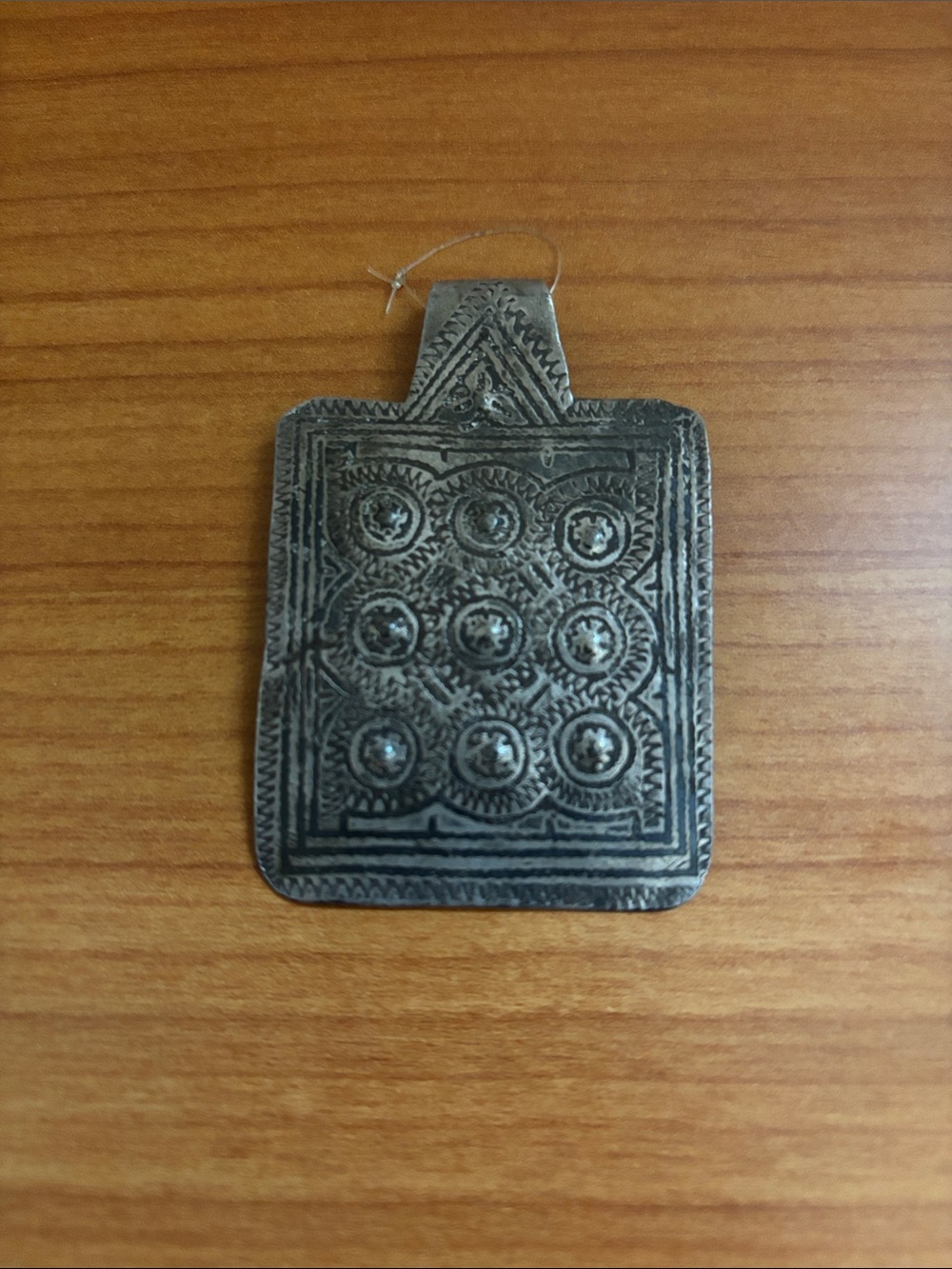 Vintage Morocco Berber Niello Silver Pendant Necklace - Silver